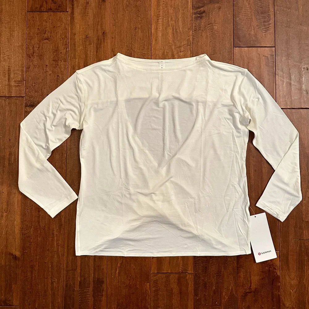 Lululemon Ivory Open Back Long Sleeve Top Shirt Sz 6, 8 - Picture 3 of 11